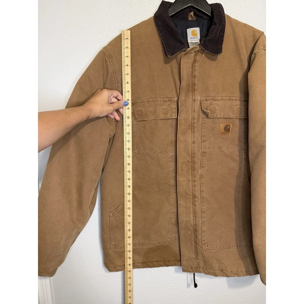 Vintage Carhartt Brown Canvas Jacket Coat Men's Size Large Tall Quilted Chore